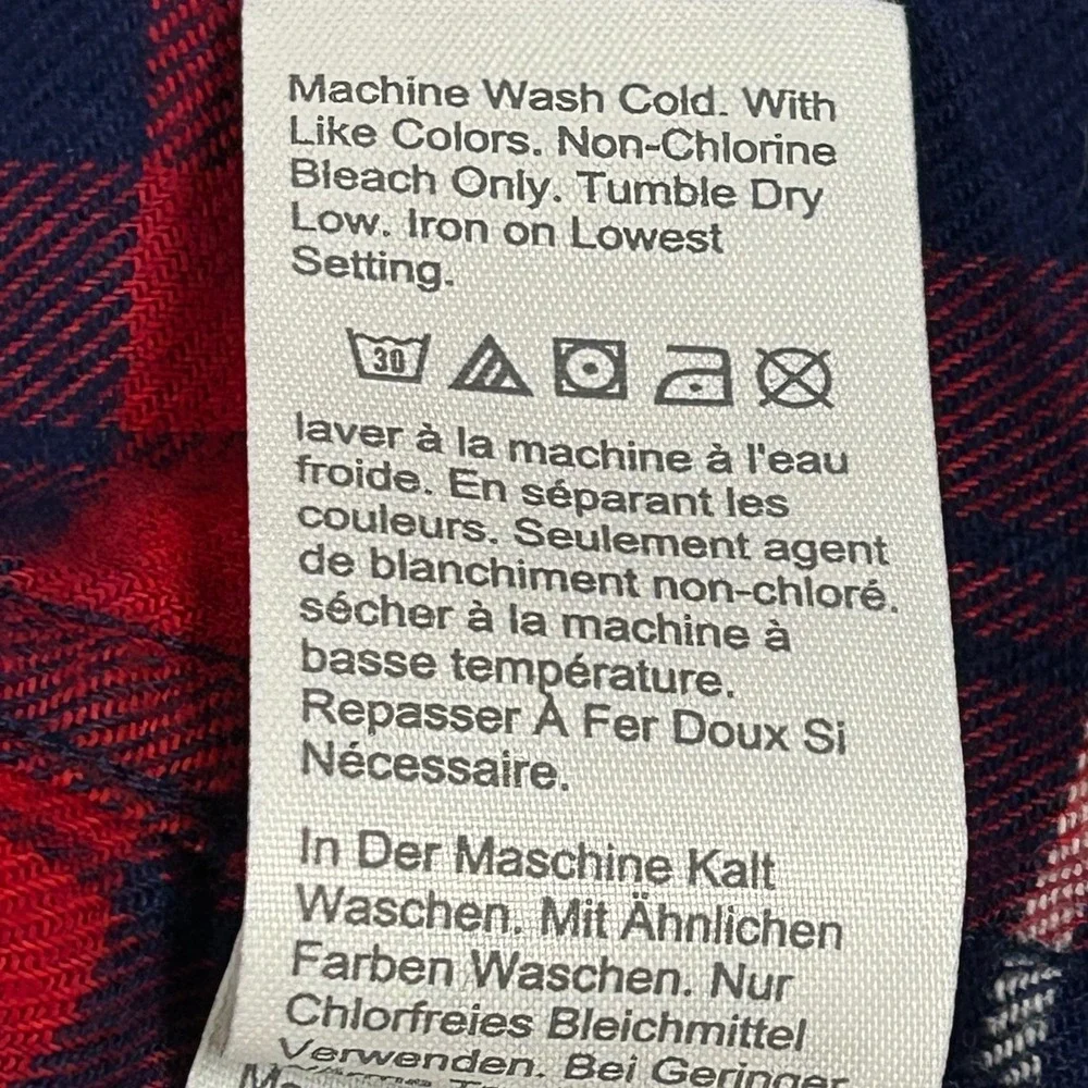 J Crew Mens Flannel Shirt Sz M Button Up Red Navy Plaid Heritage Classic Country